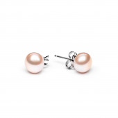 Cercei perle naturale roz piersica 8 mm si argint DiAmanti EFB08-P-G